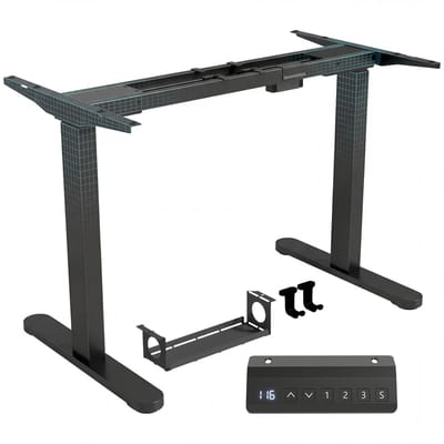 Elektrisch Bureau Onderstel Zwart - Hoogte Verstelbaar Zit Sta Bureau met Dubbele Motor - Geheugenfunctie - 100-156 cm Breed - Stalen Frame