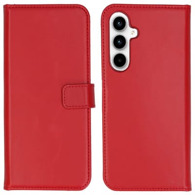 Selencia Hoesje - Geschikt voor Samsung Galaxy A35 - Echt Lederen Bookcase - Rood