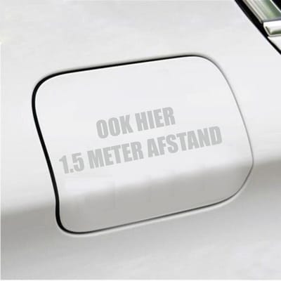 Bumpersticker - Ook Hier 1,5 Meter Afstand - 4,2 X 14,8 - Licht Grijs