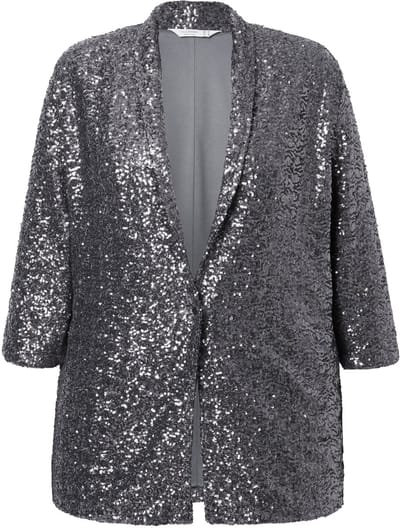 MIAMODA - Dames - Blazer met pailletten Loose Fit sjaalkraag - Zilver - Maat 42