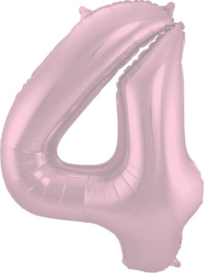 Folat - Folieballon Cijfer 4 Pastel Roze Metallic Mat - 86 cm