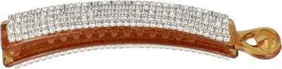 Haarsoires Haarspeld Bananenklem 11cm - Staartklem - Recht - Strass Steentjes - Bruin - Haarclip - Langwerpige Staart Haarklem - Banana Clip - Hair Clip - Decoratieve Haaraccessoire