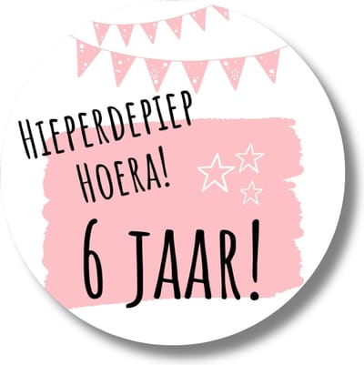 Stickers Trakteren 6 Jaar Verjaardag | Roze Traktatiestickers | Uitdelen | 20 Stuks