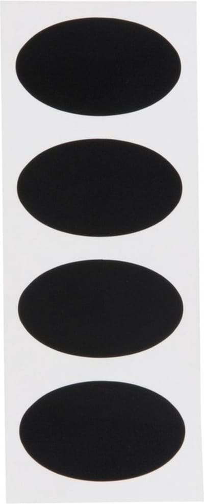 Krijtbord stickers - 8x stuks - ovaal - 8 cm - Voorraad potten/schriften stickers