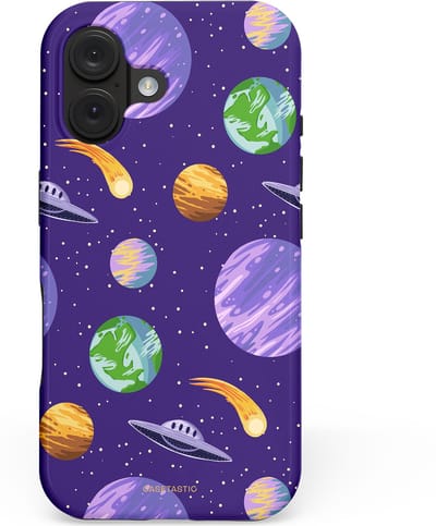 Casetastic hoesje geschikt voor Apple iPhone 16 - MagSafe - Dubbellaagse bescherming - Ufo verkeer - Fashion Case - Donkerblauw Lavendel