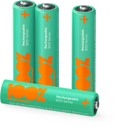 100% PeakPower oplaadbare batterijen AAA - NiMH AAA batterij oplaadbaar 650 mAh - Ideaal voor draadloze telefoons & solarlampen - 4 stuks