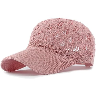 Dames Uitgesneden Gebreide Baseballpet Zomer Ademend Effen Verstelbare Zon Hoed Casual Buiten Sport Vizierpet One Size beige
