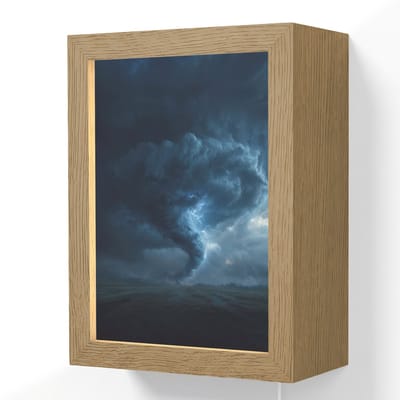 Wandlamp 15x20 cm - Oplaadbaar - Tornado - Duister - Wolken - Wandlampen binnen woonkamer - Slaapkamer lamp met kabel - Decoratieve nachtlamp - Vloerlamp snoer