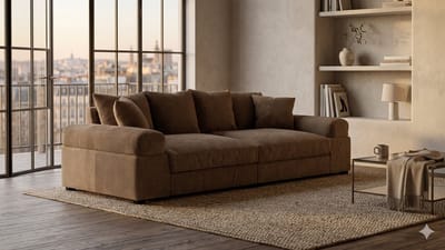 zitbank big sofa fatguy- corduroy taupe- zetelsenbedden - American Loveseat zetel