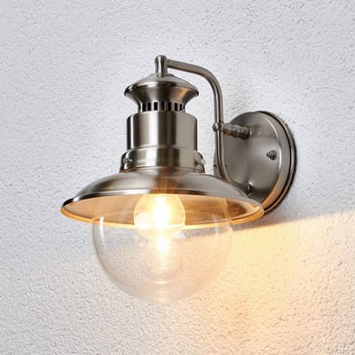 Lindby buitenwandlamp Gwendolyn, grijs, roestvrij staal, 26 cm