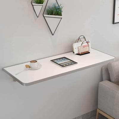 Vouwtafel - Muurbureau Klaptafel - Ruimtebesparend Werken - Tot 100kg Belastbaar - 50x40cm - Wit