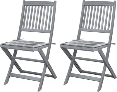 Tuinstoelen inklapbaar - Outdoor stoelen - Buiten zitten - Massief acaciahout - 2 stuks - Grijs geglazuurd