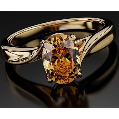 Huitan Oval Gele Zirkonia Ringen voor Vrouwen Gouden Kleur Bruiloftsband Accessoires Eenvoudige Elegante Dames Ringen Feest Sieraden 10 brown