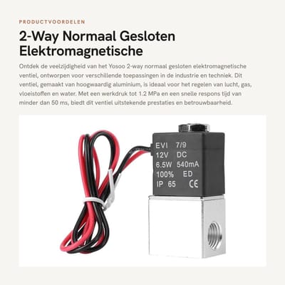 Dailygoods - 2-Way Normaal Gesloten Elektromagnetische Ventiel 1/4" - DC 12V Aluminium