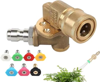 Hogedrukreiniger Koppeling - Snelkoppeling Set - Efficiënt Schoonmaken - 7 Sproeipatronen - 9.5 cm - Goud