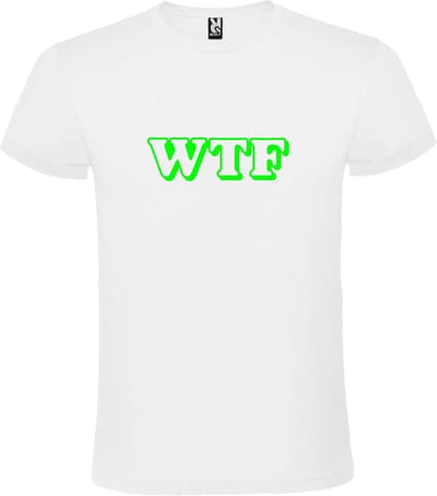 Wit T-shirt ‘WTF’ Groen maat XS