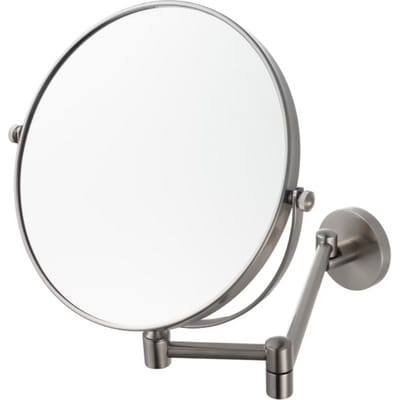 Aqualux – Scheerspiegel met Wandbevestiging – 20 cm Diameter & 3x Vergroting – Met Verstelbare Zwenkarm & Tweezijdig Spiegelglas – Voor Badkamer & Scheren – Chroom Metaal & Glas