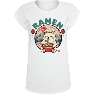 Tierisch - Fun T-shirt - Ramen Cat - M tot XXL - voor Vrouwen - wit