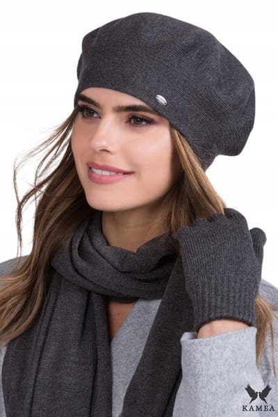 Kamea INEZZ dames baret - elegant grafietgrijs, comfortabele viscose