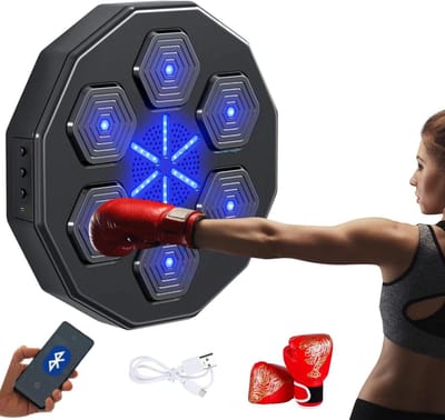 Muzikale Boksmachine - Wandtraining Apparaat - Thuis Fitness - LED en Muziek Synchronisatie - 42 x 42 x 7 cm