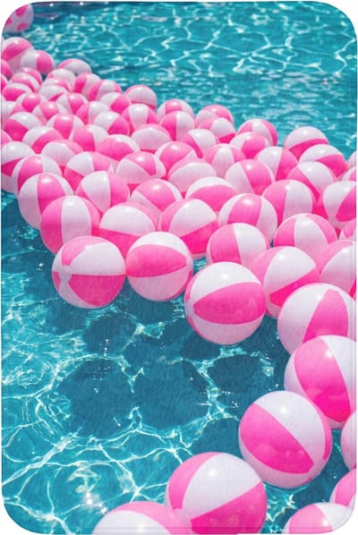 Badmat 60x90 cm - Antislip - Strandballen - Roze - Water - Badmatten voor badkamer - Badkamermat - Douchemat - Badkamer mat