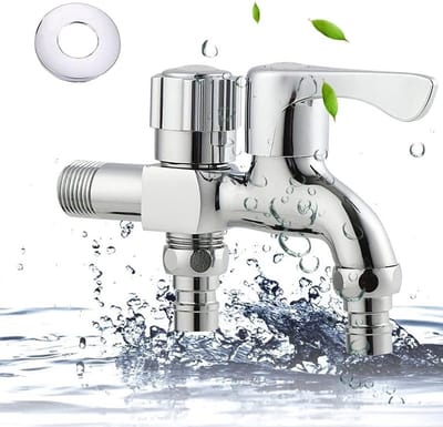 Dubbele Kraan voor Water, G1/2 Draad, Geschikt voor Tuin, Huishoudelijk Gebruik en Industrie, Duurzaam en Efficiënt
