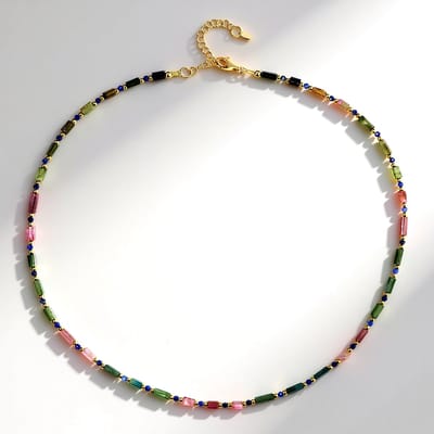 Cavill - Zilveren Halsketting 925 Sterling Zilver Verguld - Toermalijn 2.18 ct & Lapis Lazuli 3.38 ct - Elegante Damesketting