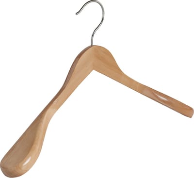 De Kledinghanger Gigant - Mantelhanger - Kostuumhanger - Jassenhanger - Volwassenen - 7246BA - 24 Stuks - Lotushout - Naturel Gelakt - Schouderverbreding 6 cm - 44 cm - Kledinghanger - Kleerhanger (7246BA/24)