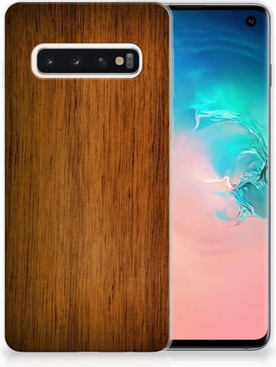 Samsung Galaxy S10 Bumper Hoesje Donker Hout