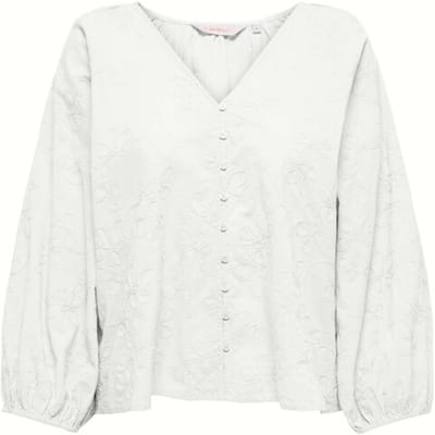 ONLY - ONLZION 3/4 V-NECK EMB TOP WVN - DAMES - T-SHIRT - S