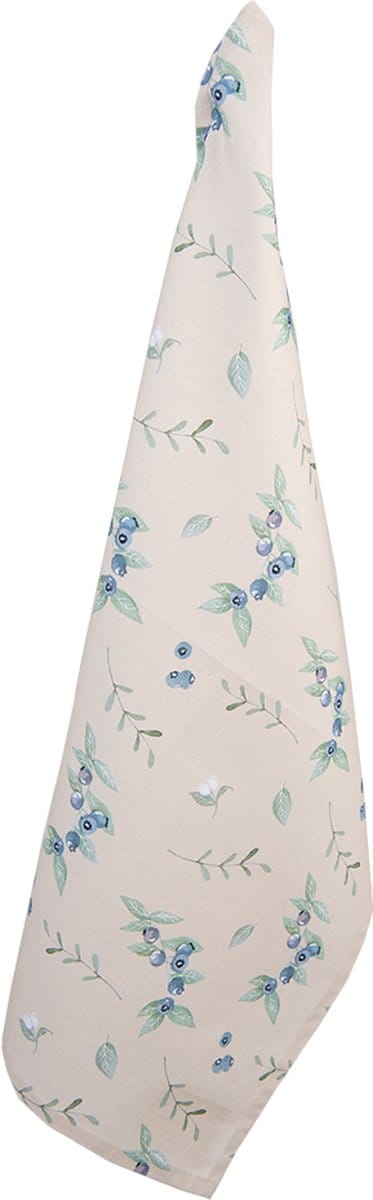 Clayre & Eef Theedoek 50x70 cm Beige Blauw Katoen Bosbessen Keukenhanddoek