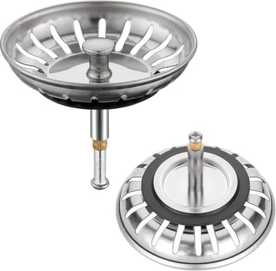 Gootsteen Zeef - Afvoer Plug - Keuken Afvoer - Verstelbaar Metaal - 82mm Diameter - Geborsteld