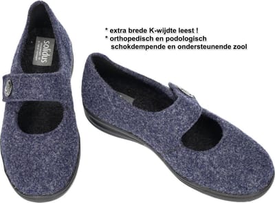 Solidus -Dames - blauw - pantoffels - maat 35.5