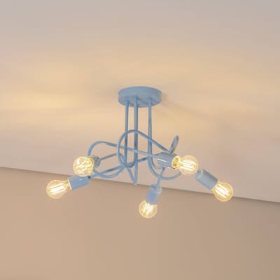 HELAM Oxford plafondlamp, lichtblauw, Ø 47 cm, metaal, 5-lamps