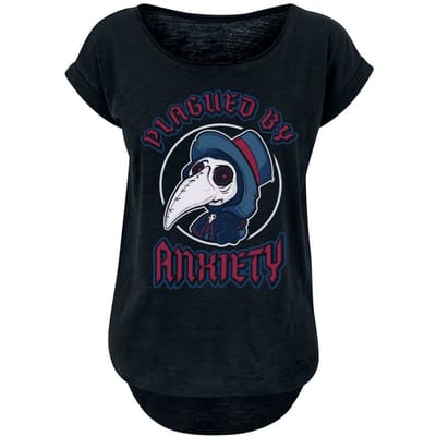 Sprüche - Fun T-shirt - Plagued By Anxiety - M tot L - voor Vrouwen - zwart