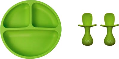 JU&MP Kinderserviesset - Baby - Kinderbordje - Kinderbestek - Kraamcadeau - Groen