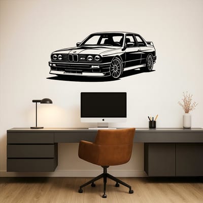 BR2Laser BMW M3 E30 – Wanddecoratie – Lasergesneden Hout – Autokunst – 35 cm Breed