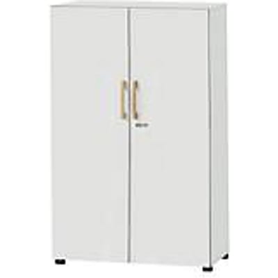 Kast Start Off Wood, van hout, 4 OH, afsluitbaar, onderstel met glijpootjes, B 800 x D 420 X H 1470 mm, , lichtgrijs