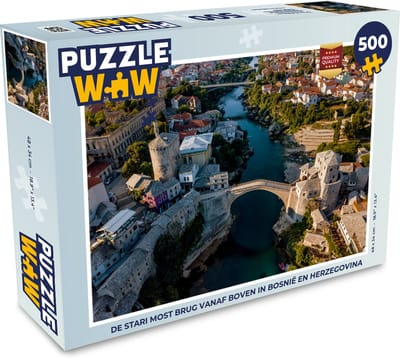Puzzel De Stari Most brug vanaf boven in Bosnië en Herzegovina - Legpuzzel - Puzzel 500 stukjes