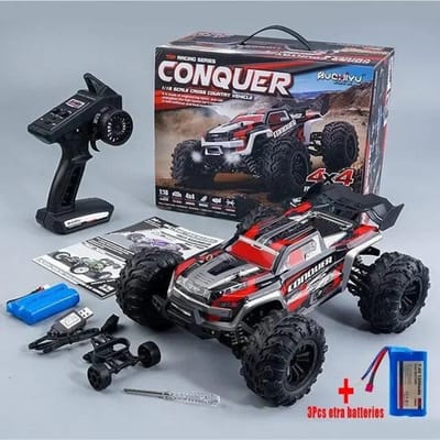 2024 Nieuw 1:16 Schaal Grote RC Auto's 50 km/u Hoge Snelheid RC Auto Speelgoed voor Jongens Afstandsbediening Auto 2.4G 4WD Off Road Monster Truck 2 battery rood