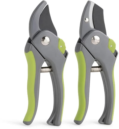 Lomera Set Van 2 - Koolstofstaal - Polypropyleen Handvat - Krasvaste Coating - Groen Handvat - Comfortabel Handvat - Aambeeldsnoeischaar - Schaar Snoeischaar - Licht Werk Snoeien - Tuingereedschap - Snoeischaren Set