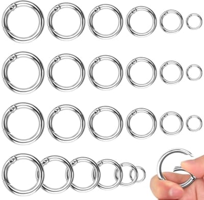 24-delige set ronde karabijnhaken in 6 maten voor sleutels en DIY-projecten
