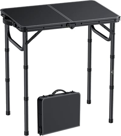Opvouwbare Campingtafel 58 x 40 cm - Verstelbare Klaptafel met 3 Hoogtes voor Picknick en Camping, Draagbaar en Multifunctioneel