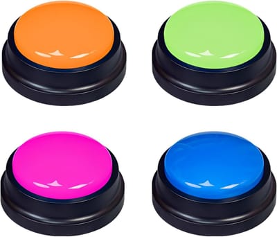 Huisdier Knoppen - Geluids Knoppen - Honden Training - Opneembare Berichten - 4 Stuks - Multicolor