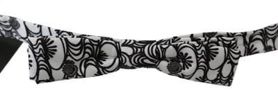 Dolce & Gabbana Mannen Wit Patroon Zijde verstelbare Hals Papillon Stropdas