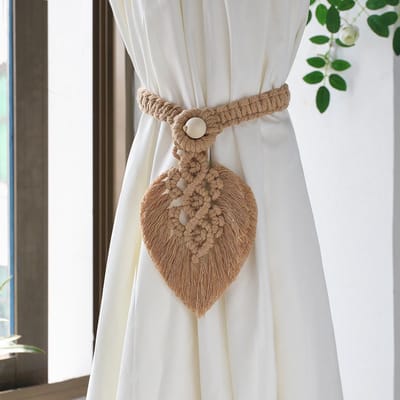 Set van 2 gordijn tiebacks Boheemse decoratieve gordijn tiebacks macrame katoenen gordijn tiebacks voor gordijnen decoratie,Koffie kleur
