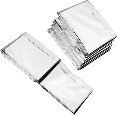 Nooddeken Set - Survival Deken Warmte Deken - Buiten Overleven - Reflecteert 90% Lichaamswarmte - 210x160 cm - Zilver