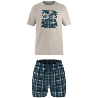ESMARA MEN Korte heren pyjama (Beige/blauw, S)