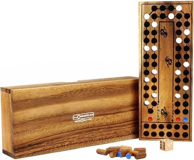 Logica Puzzels - Dobbelspel Paarden - Race Spel - Opvouwbare Doos - 20 cm - Hout