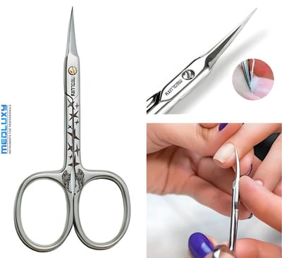 MEDLUXY® Exclusive - Nagelriemschaar (huid- en vellenschaartje) - Gebogen - 9.5 cm - INOX (Nagelriemknipper, Cuticle Cutter, nagelriem schaar) [PM0583]